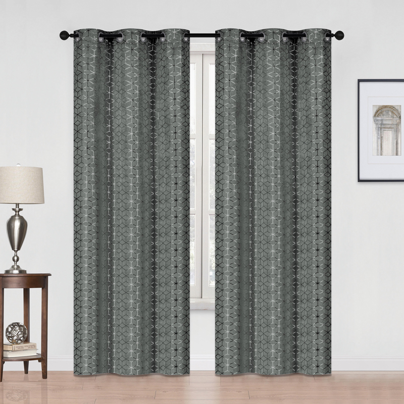 54x90in Hamilton McBride Foil Curtain Panel Charcoal