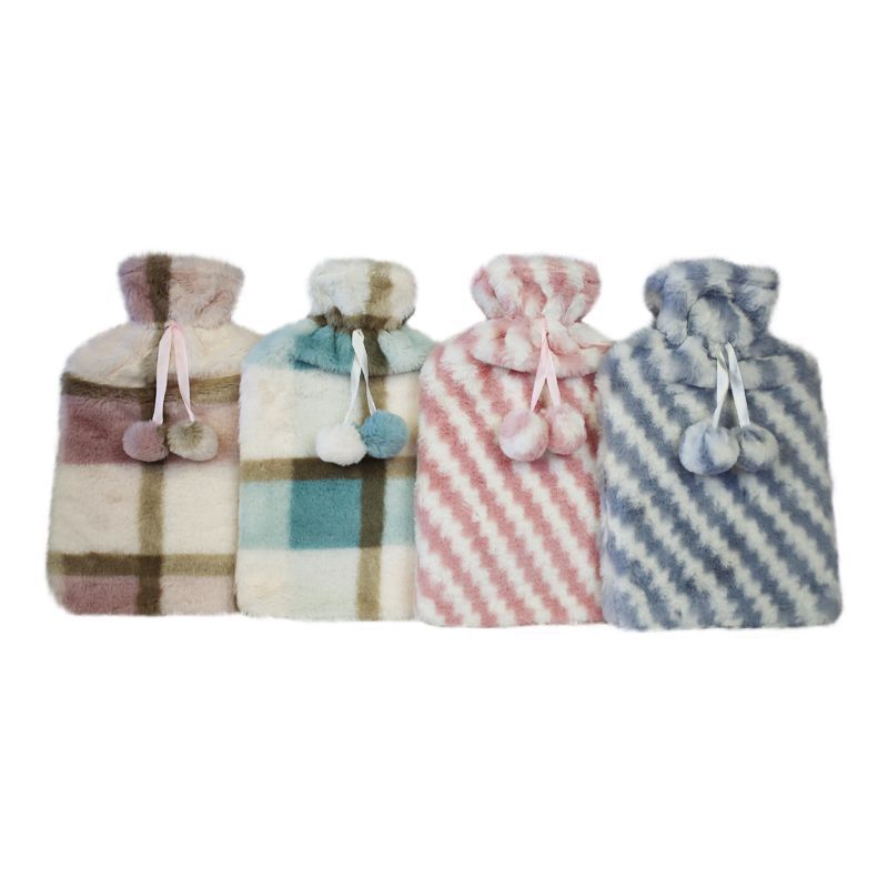 Hot Water Bottle With Soft Cover Pink Check
