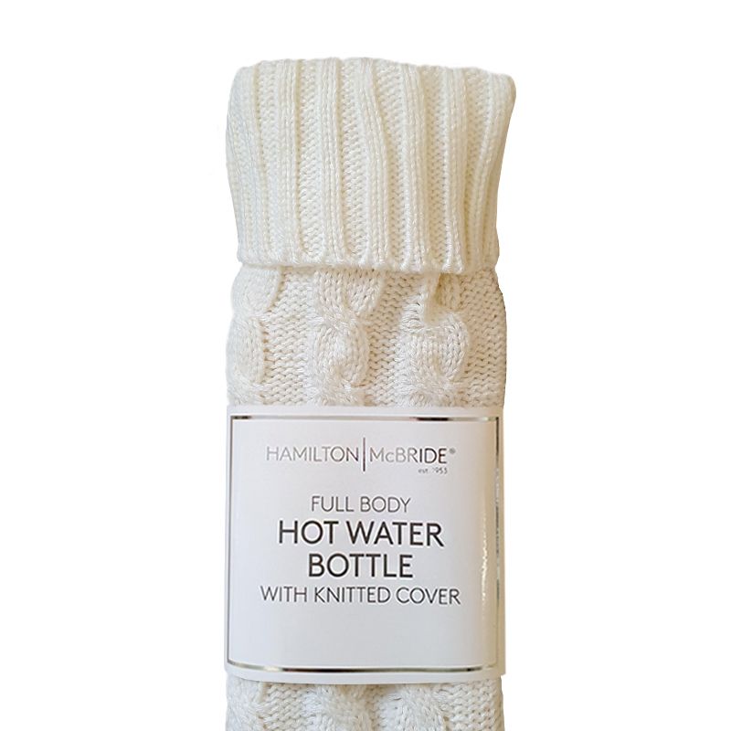 Hamilton McBride Long Knitted Hot Water Bottle Cream