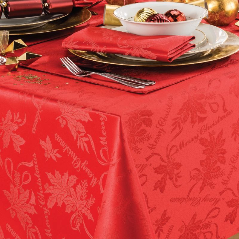 Red Garland Tablecloth 69" Round 