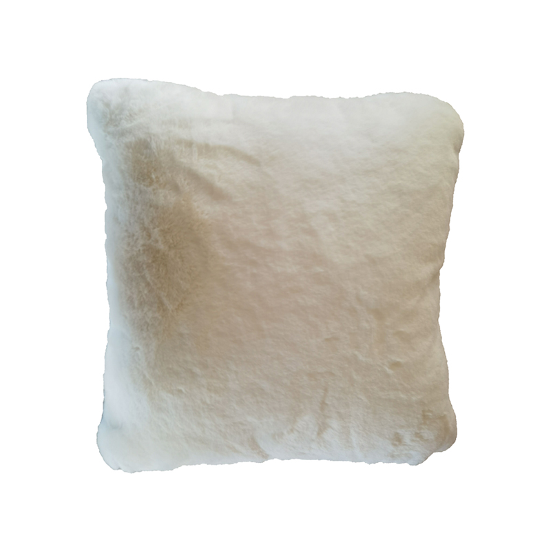 50x50cm Faux Fur Rabbit Cushion Cream