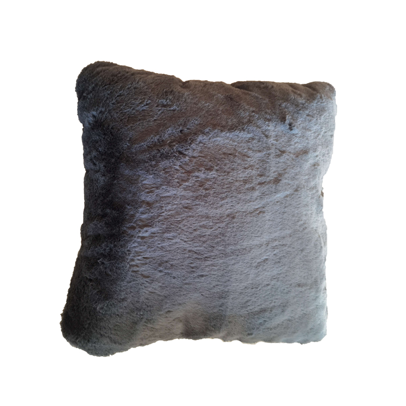 50x50cm Faux Fur Rabbit Cushion Charcoal