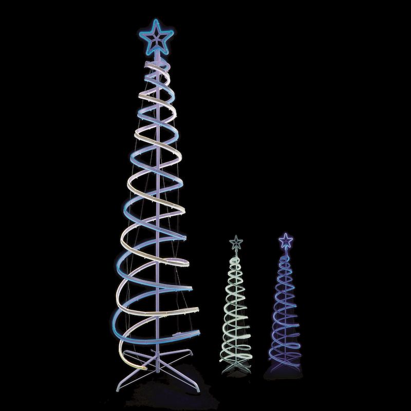 White & Blue Spiral Tree Rope Light 