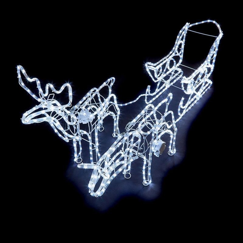 White Reindeers Sleigh Rope Light