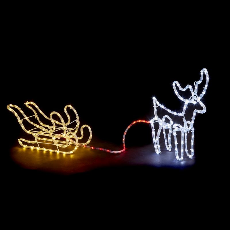 Multicolour Small Reindeer Sleigh Rope Light 