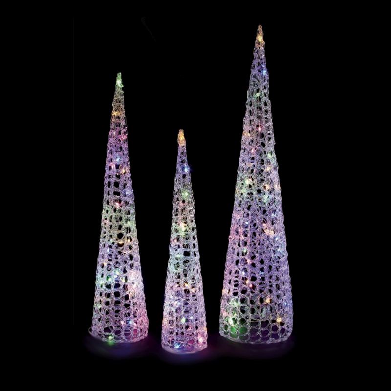 120 LED Multicolour And White Acrylic Cone Set Of 3