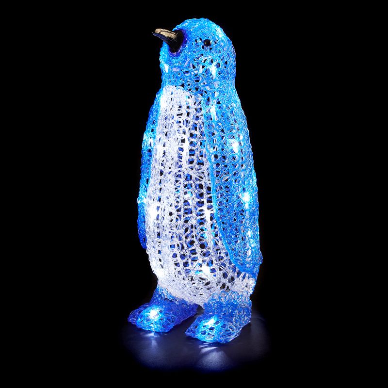 30 LED White Light Up Acrylic Penguin 43cm Mains