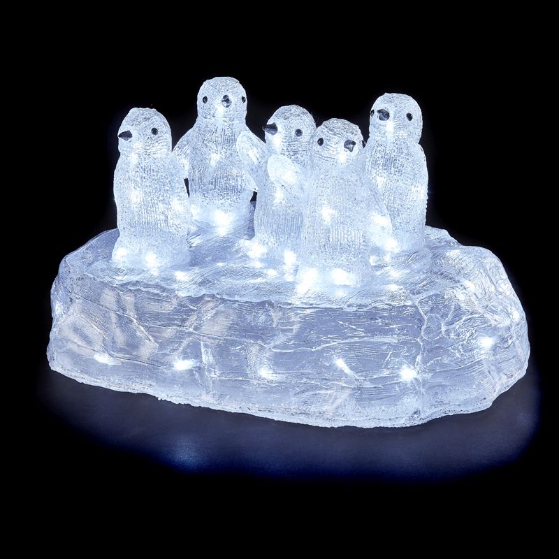 70 LED Light Up Acrylic Penguins With Ice Floe 50cm