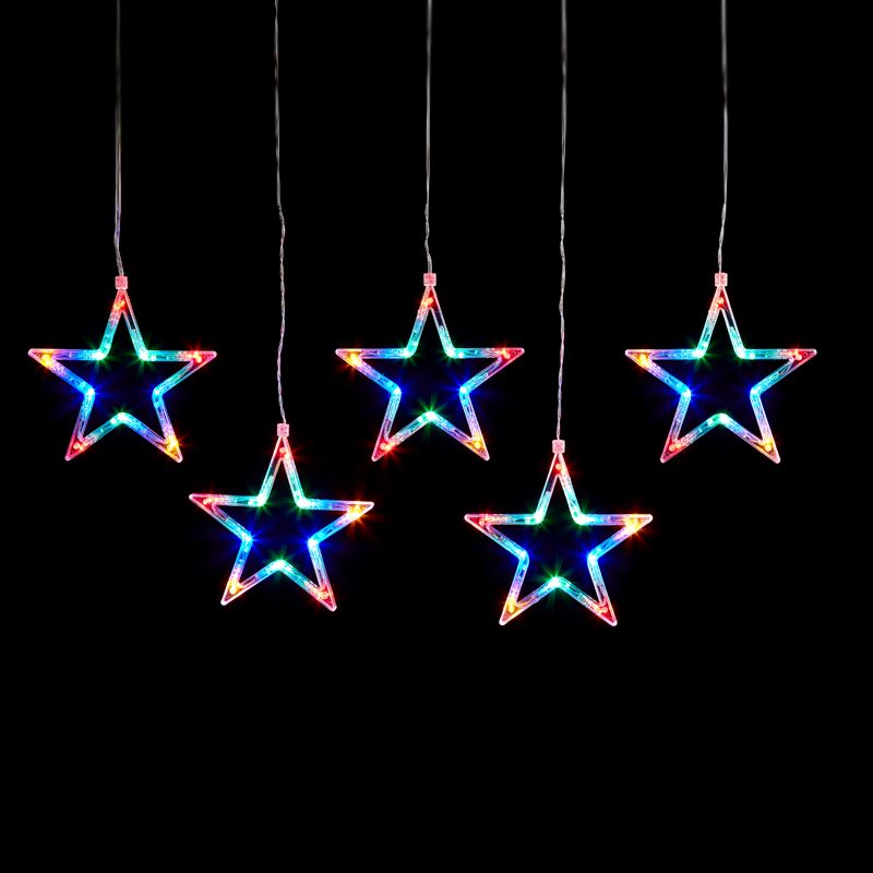 LED Multicolour Hanging Star Lights Set of 5 Mains