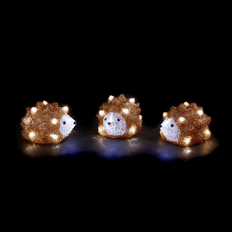 LED White Light Up Acrylic Hedgehogs Set Of 3