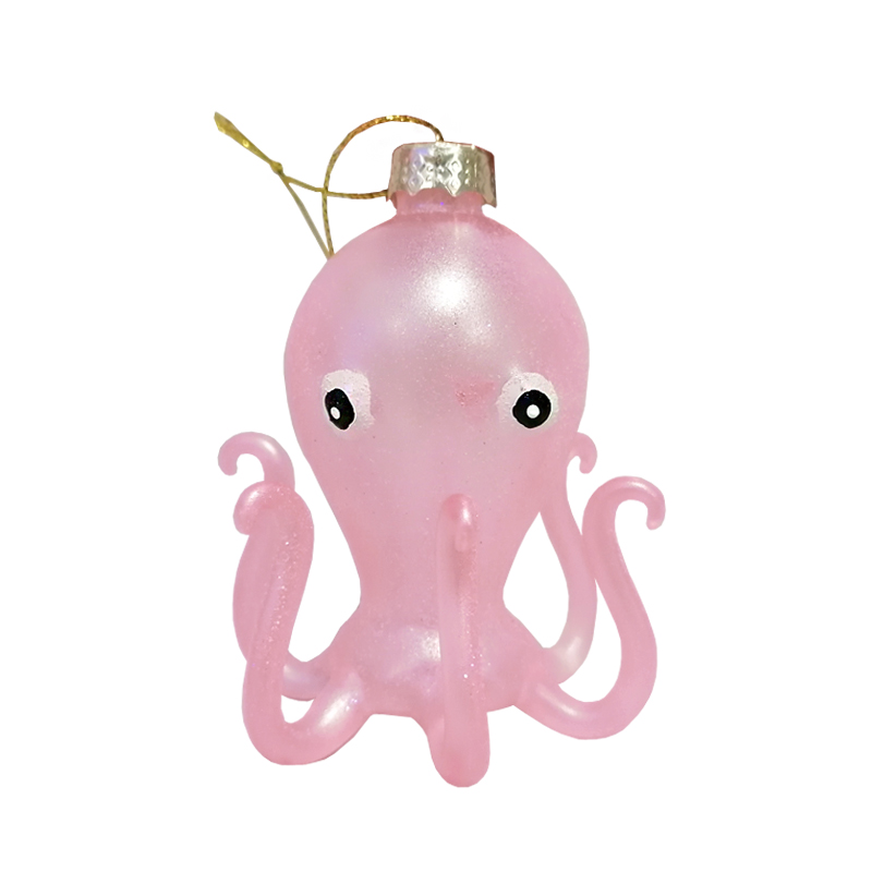 Pink Octopus Glass Bauble