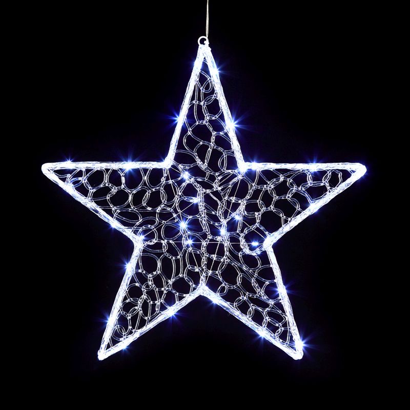 LED Light Up Warm White Acrylic Iron Star Decoration