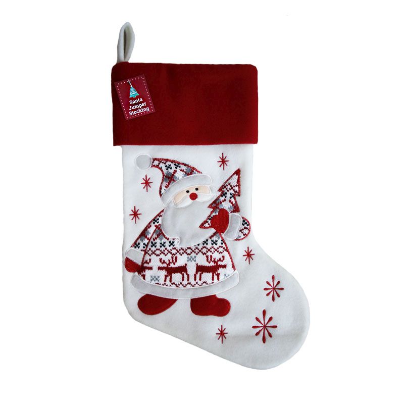 Christmas Stocking With Knitted Santa