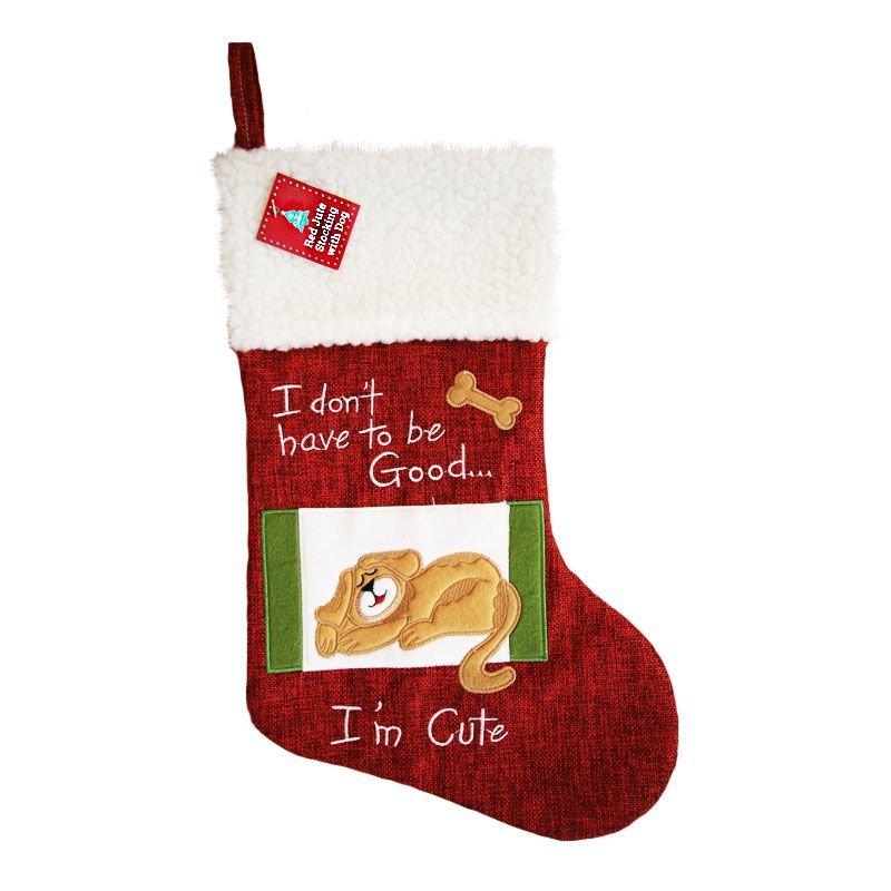 Red Jute Stocking With Dog