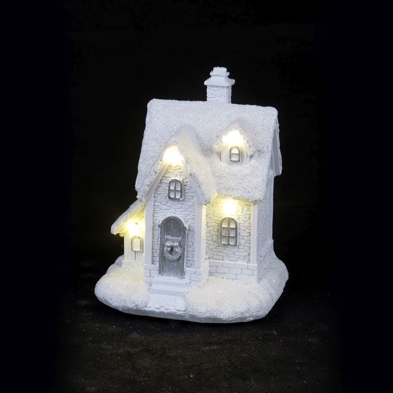 Light Up White Winter House Christmas Ornament