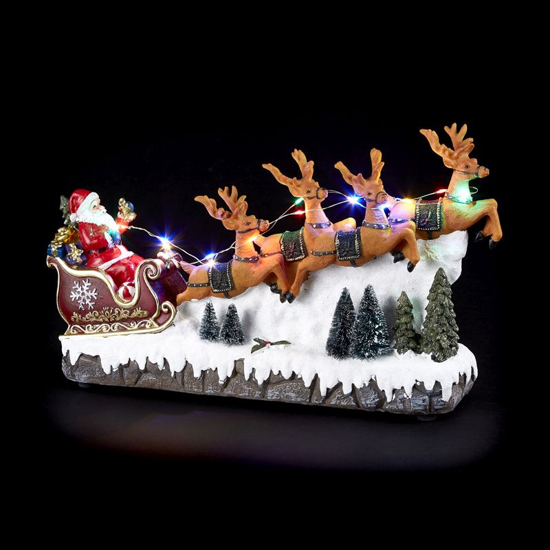 LED Santa Riding Sledge Christmas Ornament