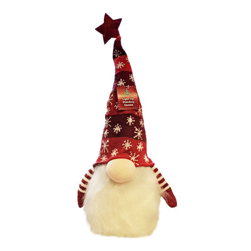 Light Up Standing Gnome 12 Inch Red