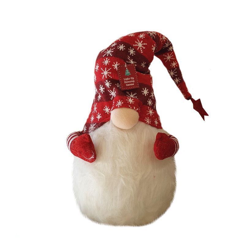 Light Up Doorstop Gnome 18 Inch Red