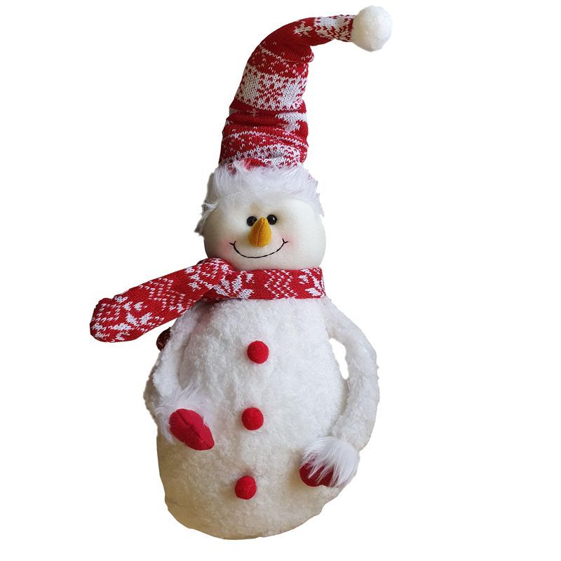 Standing Snowman Figure Festive Hat 12 Inch