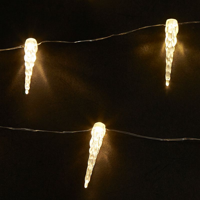 20 LED Icicle Lights Battery 1.9m