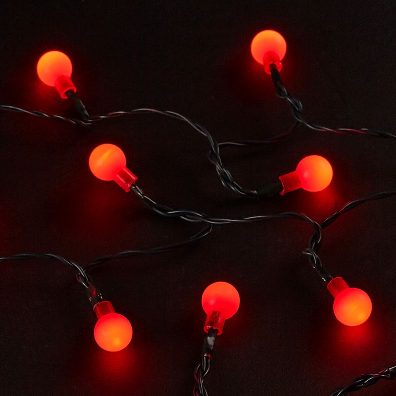 50 LED Red Ball String Lights Battery 4.9m