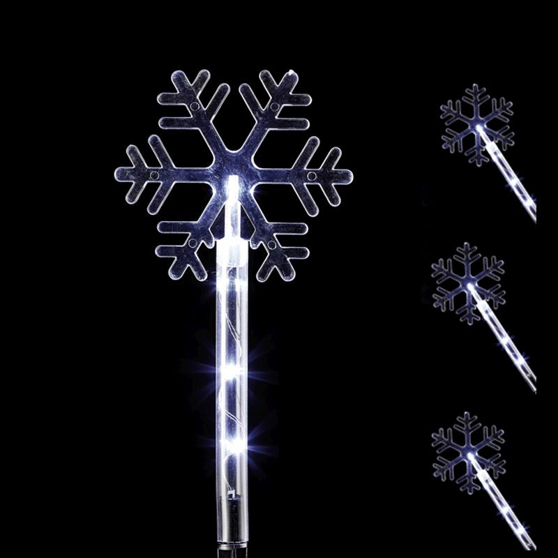 16 LED Outdoor Cool White Christmas Snowflake Path Lights Battery