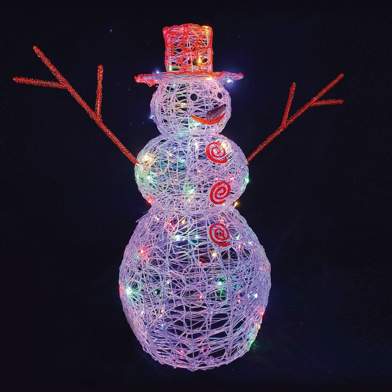 100 LED Multicolour Acrylic Snowman Christmas Decoration