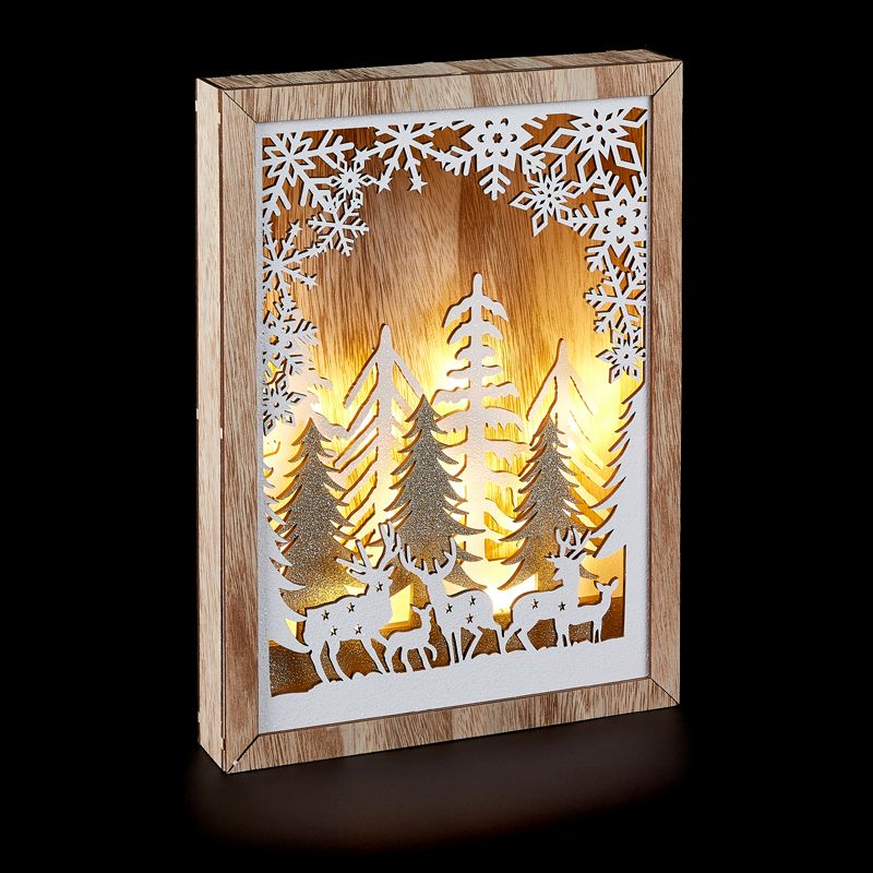LED Tree Stag Frame Burning Wood Effect
