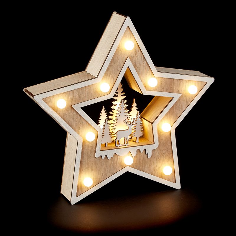 LED Wooden Star With White Edges