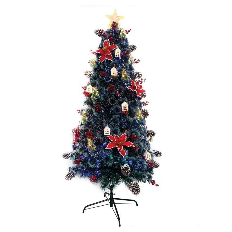 6ft Berries & Cones Christmas Tree Artificial - Fibre Optic Warm White