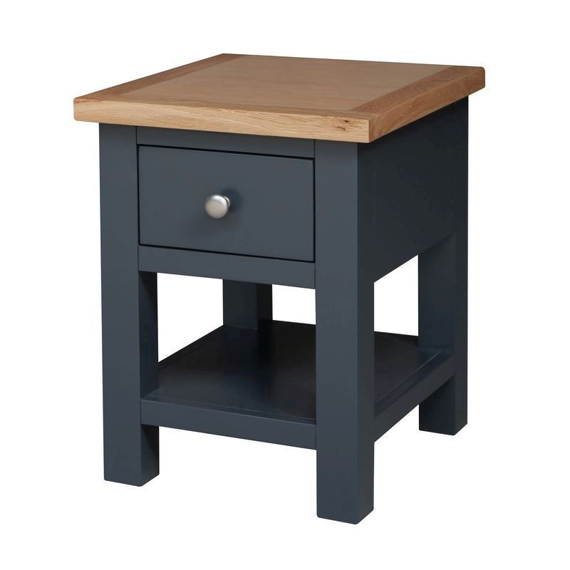 Lucerne Oak Blue 1 Drawer Lamp Side Table