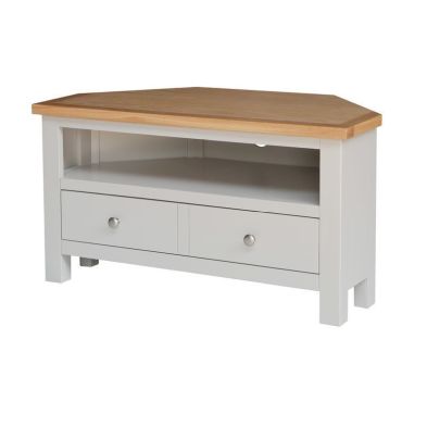 Product photograph of Lucerne Tv Unit Oak Light Grey 1 Shelf 1 Drawer from QD stores