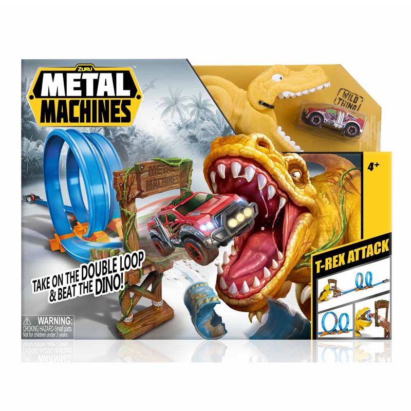 Metal Machines T-rex Attack Car Playset