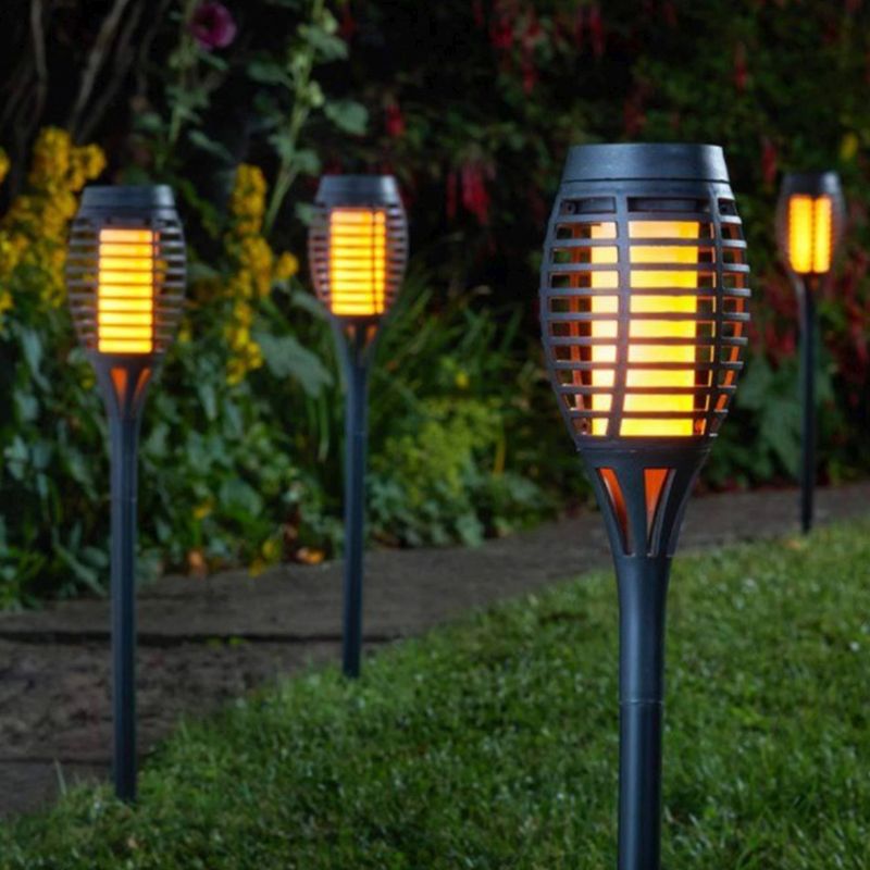 5 Pack Black Torch Solar Garden Stake Light Orange LED - 47cm CoolFlame by Smart Solar