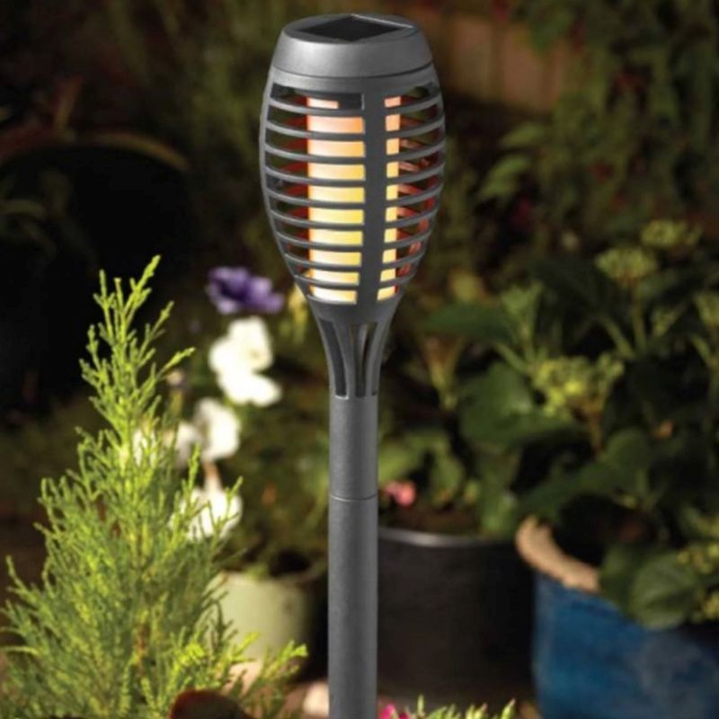 5 Pack Grey Torch Solar Garden Stake Light Orange LED - 47cm CoolFlame by Smart Solar