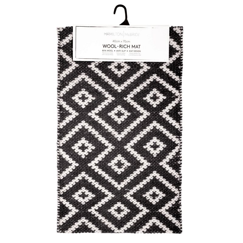Hamilton McBride Black Wool Rich Doormat 40 x 70cm