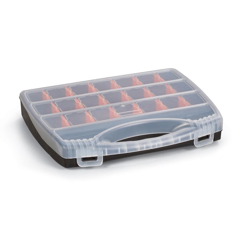 Plastic Organiser 22 Compartments 38cm - Black & Clear by Essentials