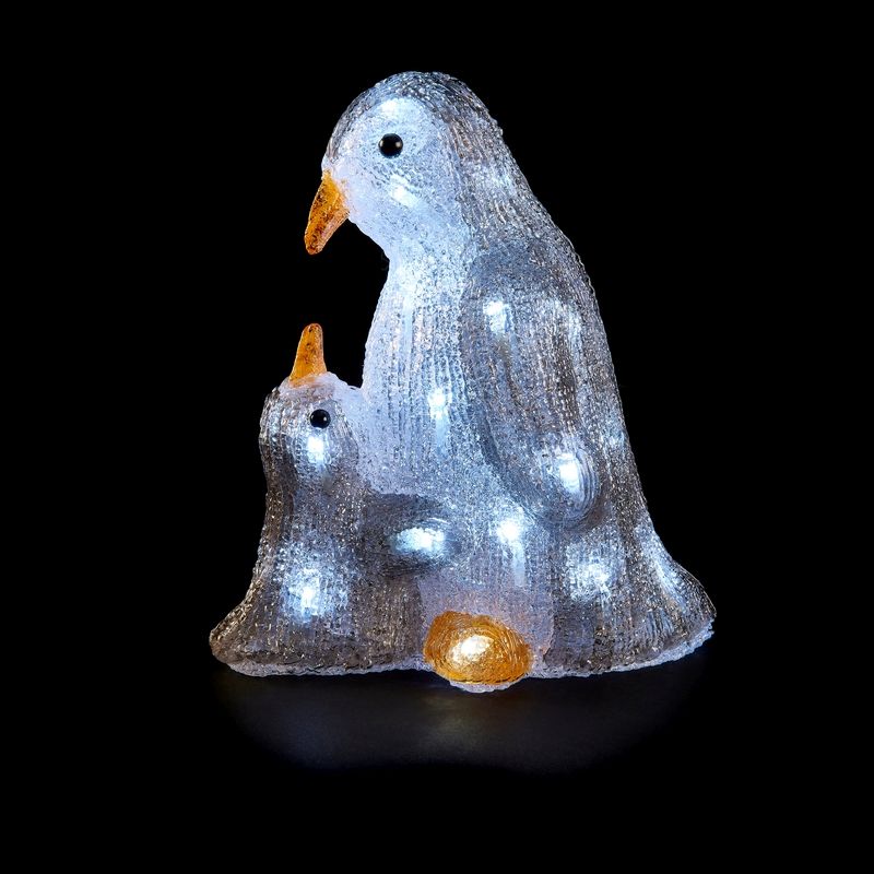 Acrylic Christmas Penguin Mum Decoration - 30 White LEDs