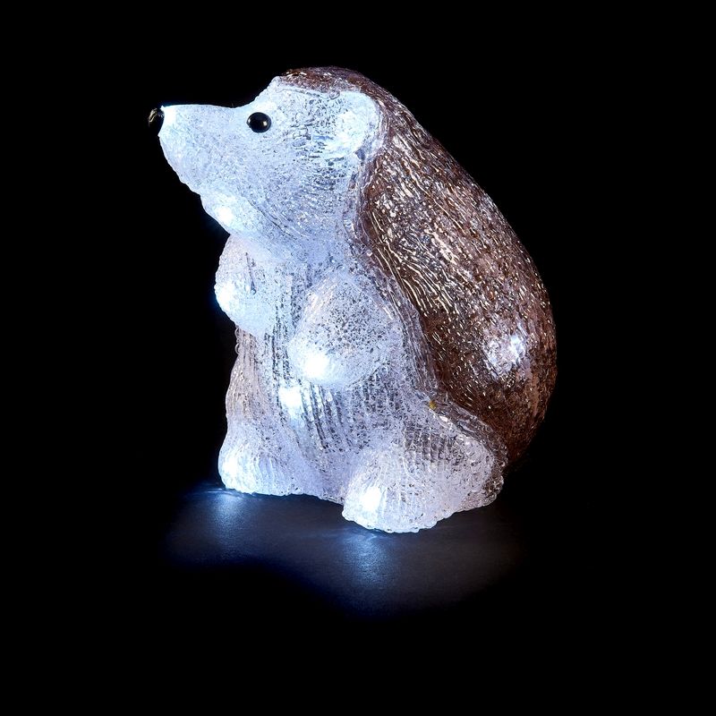 Acrylic Christmas Hedgehog Decoration - 15 White LEDs