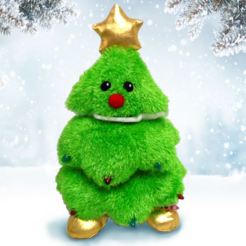 Animated Xmas Tree Christmas Decoration Green & Gold - 47cm by Wensum