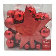 See more information about the 50 x Christmas Tree Baubles Decoration Red - Various Sizes by Christmas Inspiration