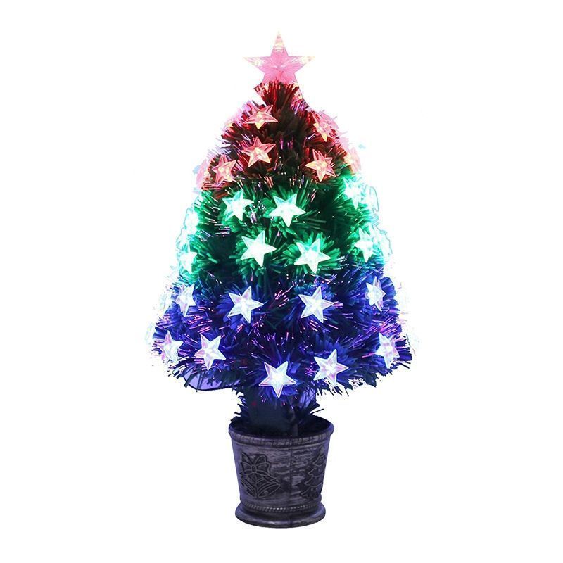 2ft Fibre Optic Christmas Tree Artificial - with LED Lights Multicoloured 
