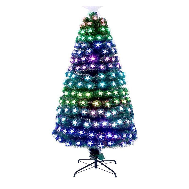 6ft Fibre Optic Christmas Tree Artificial - with LED Lights Multicoloured 
