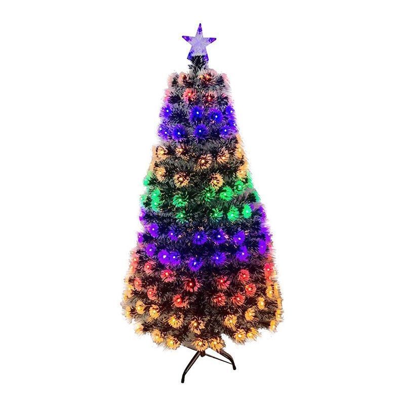 5ft Fibre Optic Christmas Tree Artificial - White Frosted Green with LED Lights Multicoloured 
