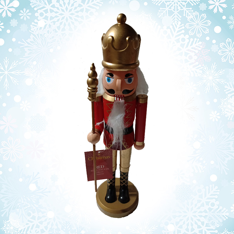 Nutcracker Christmas Decoration Red & Gold - 28cm by Christmas Inspiration