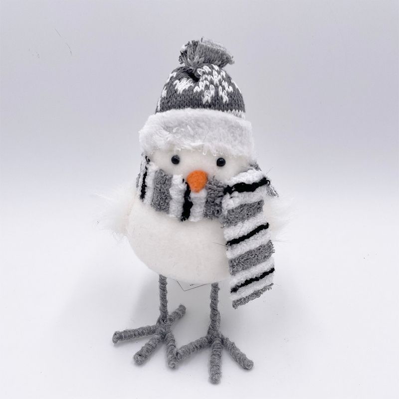 Bird Christmas Decoration - Grey Stripe Scarf