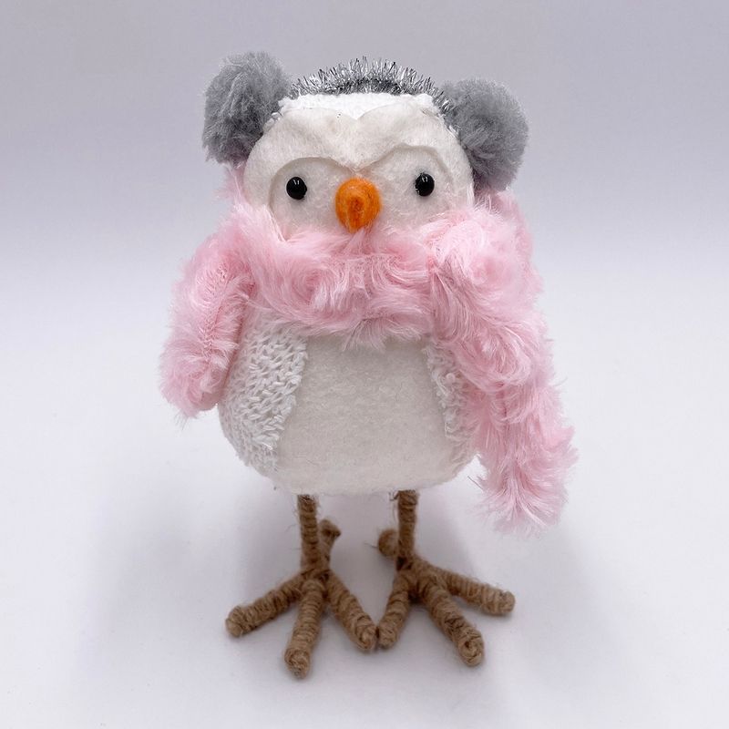Bird Christmas Decoration - Fluffy Pink Scarf