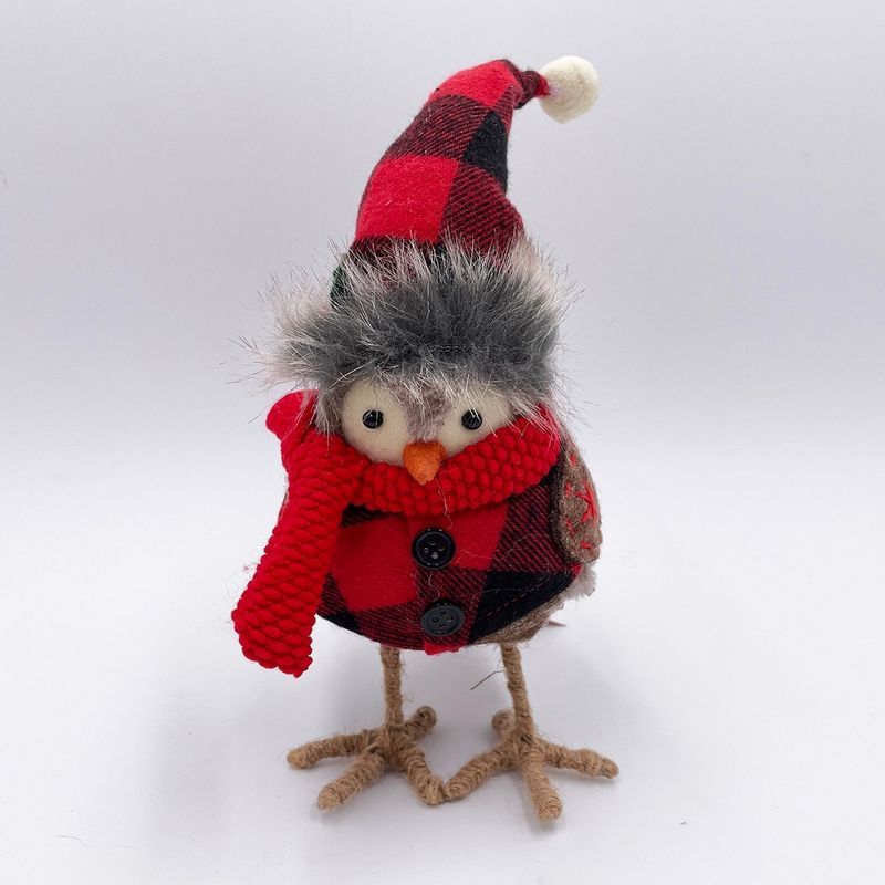 Bird Christmas Decoration - Red Chequered