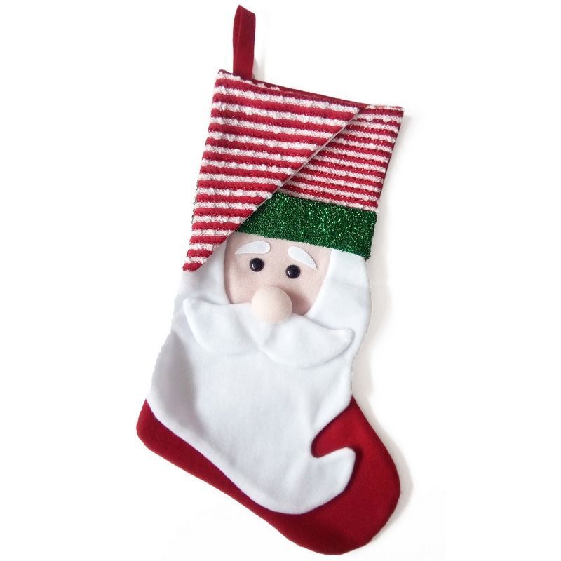 Christmas Santa Stocking Red & White with Striped Pattern - 51cm by Christmas Inspiration