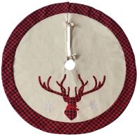 See more information about the Reindeer Christmas Tree Skirt - Red Chequered